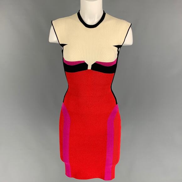 AZ FACTORY Size S Cream Black Red Viscose Blend Color Block Sleeveless Dress - Picture 1 of 1